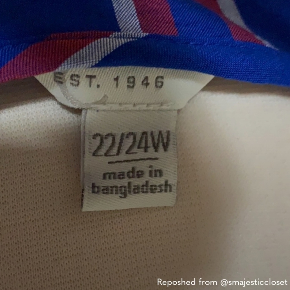 Est 1946 Cato 22/24W Blue with Red and White Lines Blouse - Picture 5 of 6